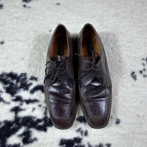 Brassboot Men's Brown Leather Croc Embossed Dress Shoes Size 12